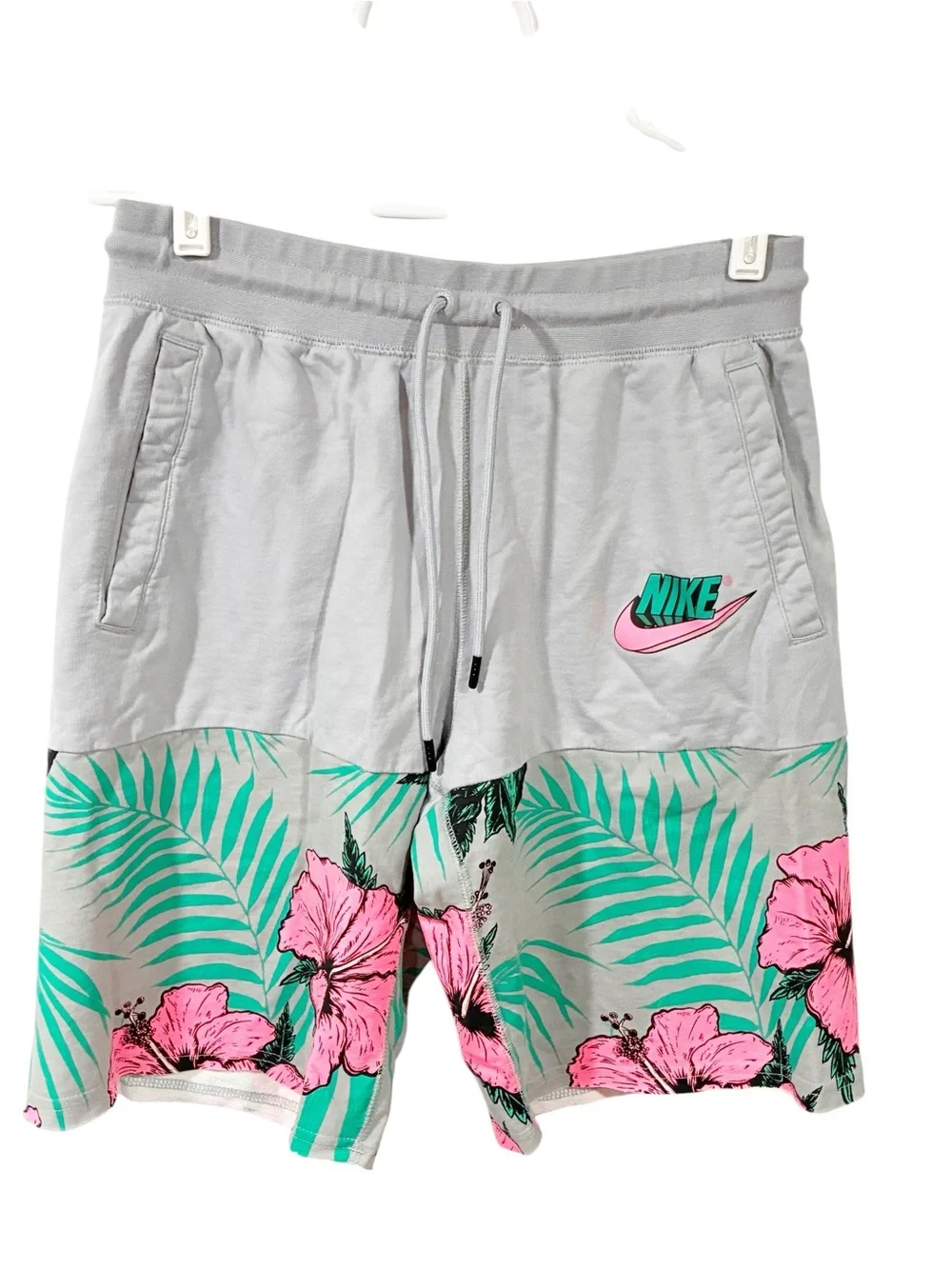 Nike Sportswear South Beach Shorts Grey Hawaiian Floral Size Medium
